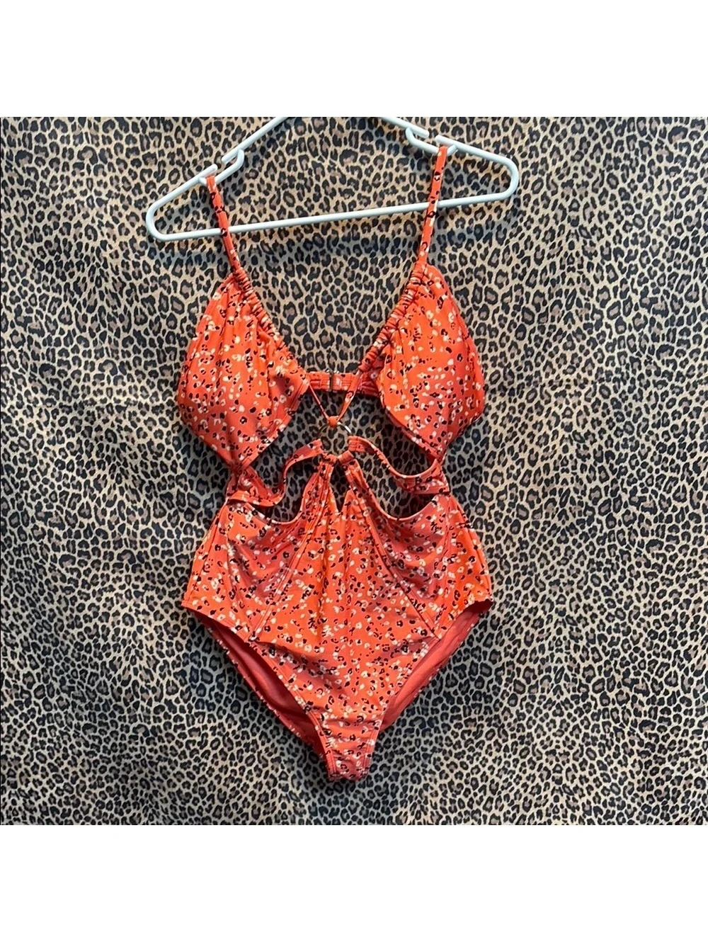 California Sunshine Orange Floral Swimsuit | Size XL